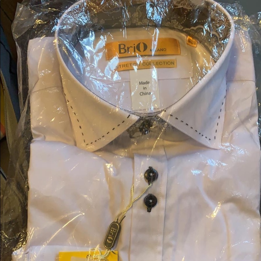 Brio Milano white mens dress shirt